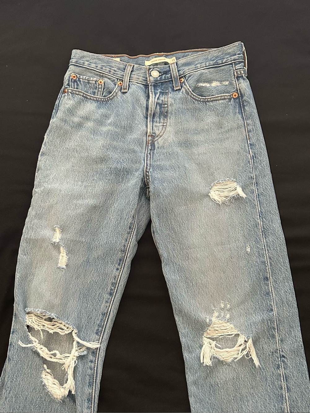 Light Blue Distressed High-Waist Jeans